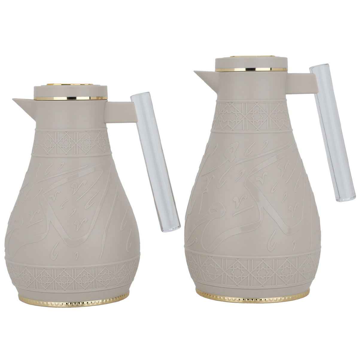 Al Saif Gallery Karam thermos set, 1/0.65 liter, Islamic pattern, thermal glass inner shell, plastic outer shell - light brown product image 3