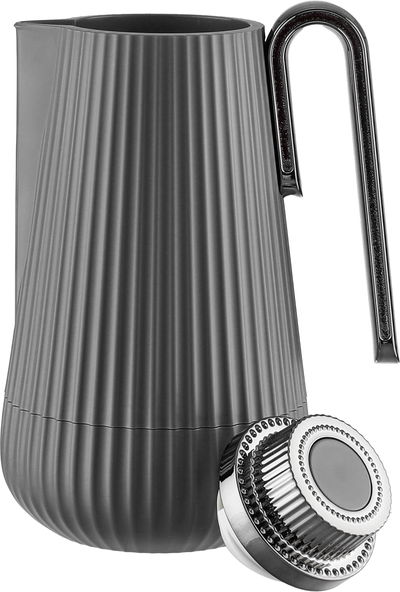 Glory Sumo Thermos, 1 liter, nickel handle, glass interior, push-button - dark gray glossy black product image 4