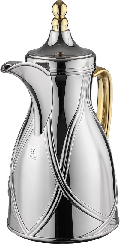 طقم ترامس طيف السيف غاليري، 0.7 / 1 لتر، 2 قطعة، خامة داخلية زجاج، يد ذهبي، غطاء ضغاط - فضي ذهبي product image 4