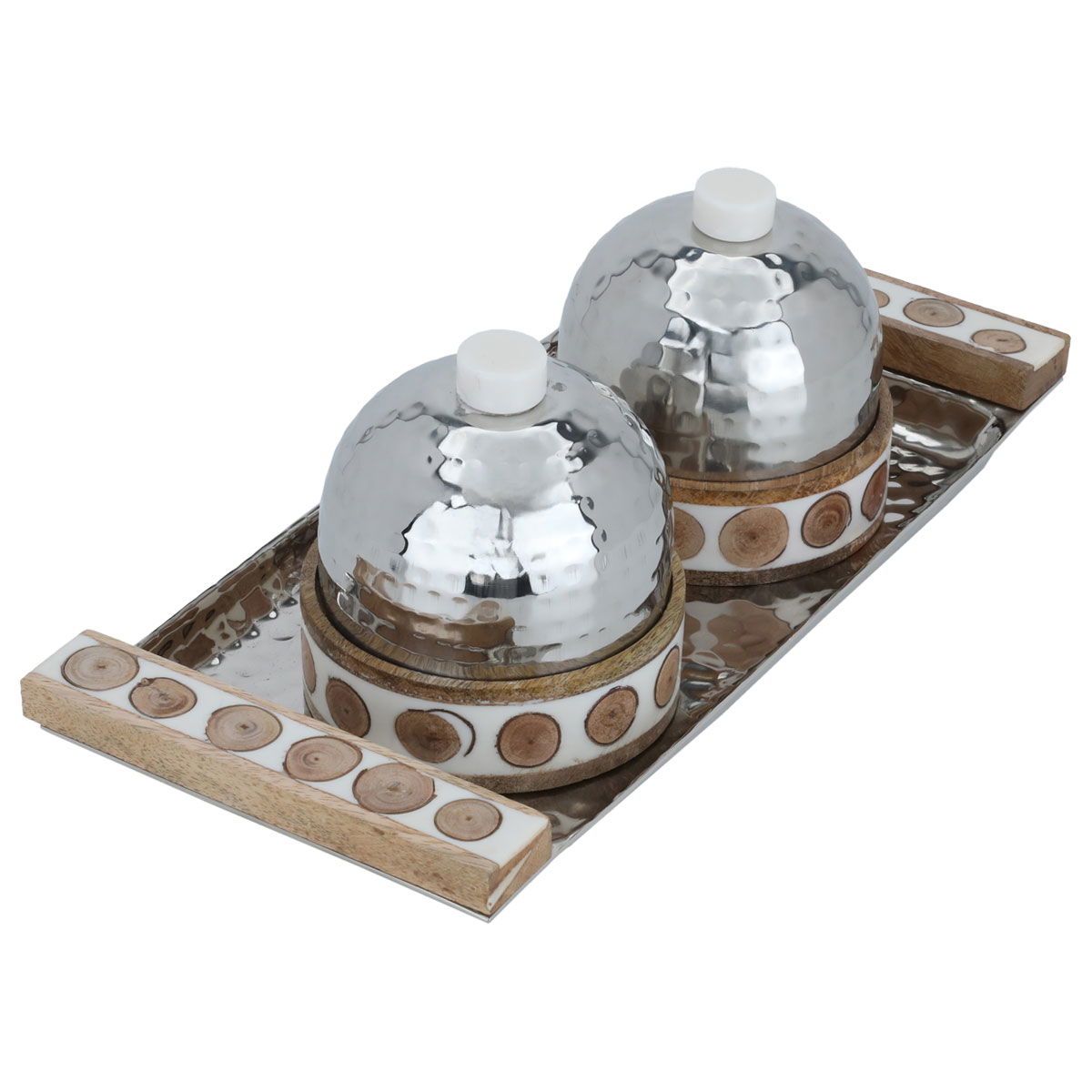 Al Saif Gallery steel date set, 36x16x11.5 cm, with toferia - silver product image