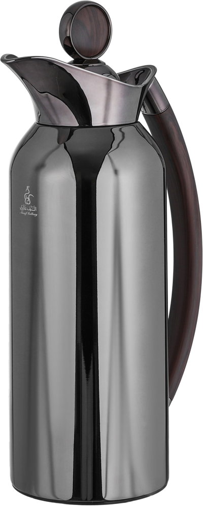 Al Saif Gallery Al Thuraya Thermos Set, 2 Pieces, 1/1 Liter, glass interior, black handle, black push-button lid product image 5