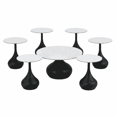 طقم طاولات سيراميك و معدن، 5 قطع - اسود رمادي product image 3