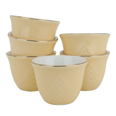Al Saif Gallery ceramic Arabic coffee cups set, 12 pieces - golden yellow product image 2