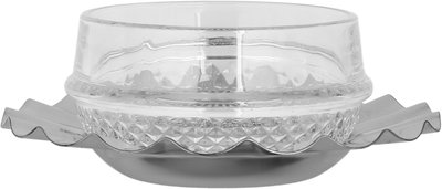 Al Saif Gallery Glass Serving Bowl, 14/9 cm, 2 pieces, Metal Base - Clear Silver product image 2