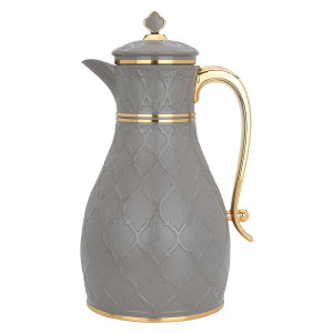 Al Saif Gallery Nahla thermos set, 2 pieces, 1 liter, glass inner shell, plastic outer shell - dark gray product image 2