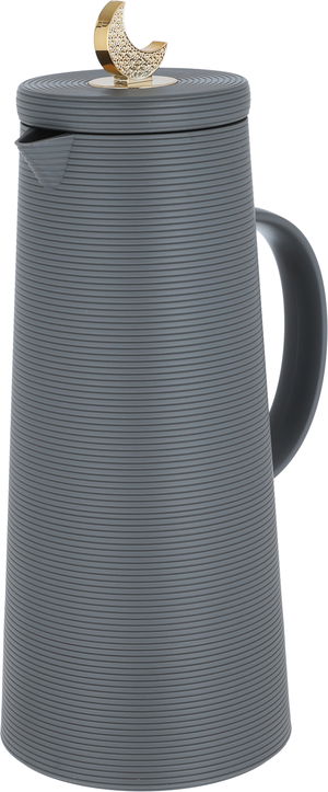 Al Saif Gallery Royal 8 thermos crescent lid, 1 liter, glass inner container, plastic outer shell - dark gray product image 3
