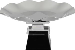 Al Saif Gallery Stainless Steel Serving Stand, 17.5x17.5x10 cm, Transparent Square Base - Transparent Silver product image