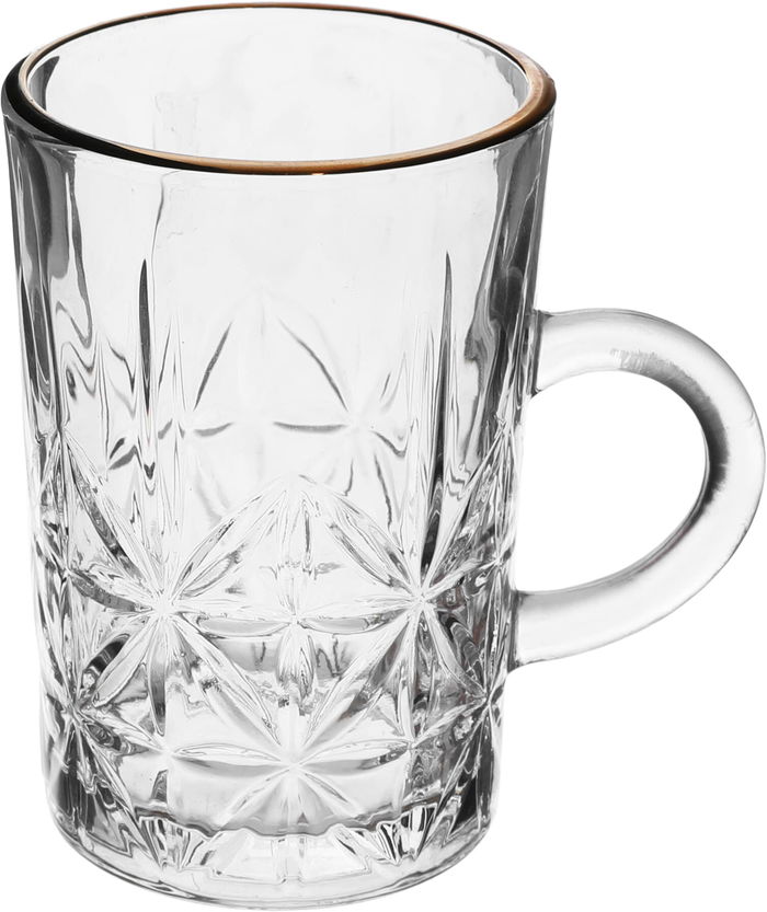 Al Saif Gallery Max Glass Tea Bialat Set, 6 Pieces, Glass Handle, Golden Line - Transparent product image 2