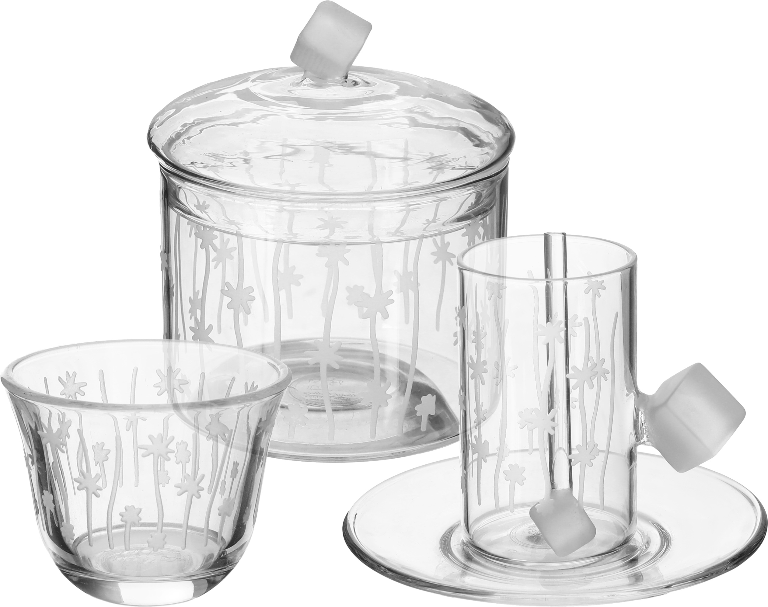 طقم تقديم بيالات و فناجين زجاج السيف غاليري، 25 قطعة مع سكرية - شفاف product image 1