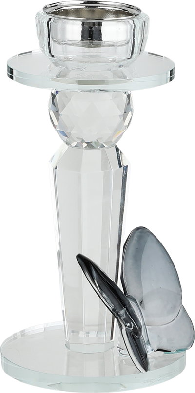 مبخرة زجاج السيف غاليري، قاعدة مزينة فراشة اسود، 11x9x25 سم - شفاف product image 3