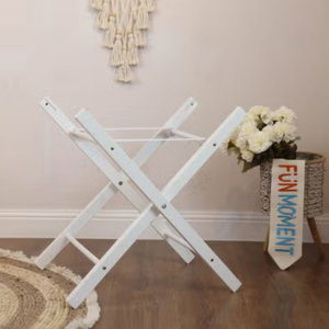 حامل سلة موسى خشب الصنوبر فان مومنت، 59×40×46 سم، قابلة للطي - ابيض product image