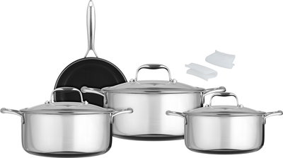 طقم قدور ستانلس ستيل زجاج كوكسل، 7 قطع، غطاء زجاج - فضي شفاف product image 1