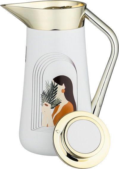 Al-Saif Gallery Al-Huda Stainless Steel Thermos, 1 Liter, Gold Handle, Push Button - White product image 5