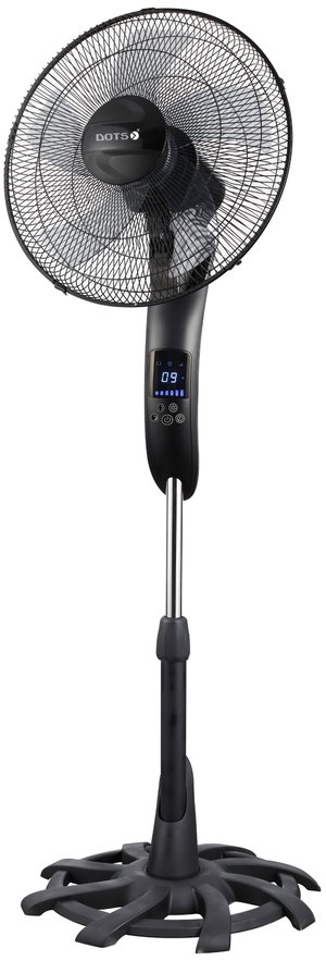 Dots TFS1664K46 Pedestal Fan, 16 Inch, 60W, 3 Speeds, LED, 12 Hours, Remote Control - Black product image