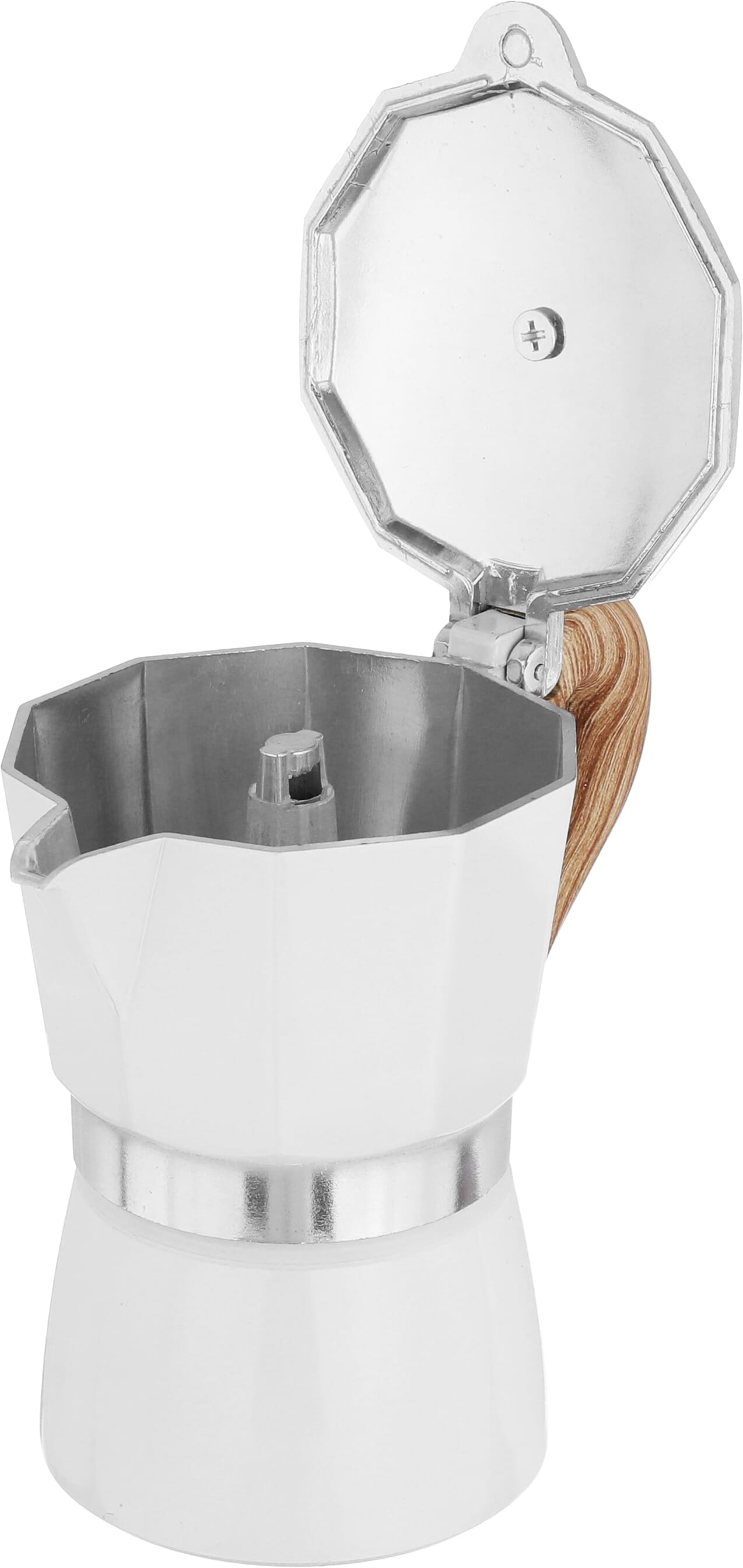 Saif Gallery Aluminum Espresso Coffee Maker With Wooden Handle, 3 Cups, 300 Ml - White product image 3