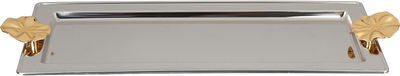 Al Saif Gallery stainless steel serving tray, 47x18.5x2 cm, rectangular, gold-silver handle product image 1