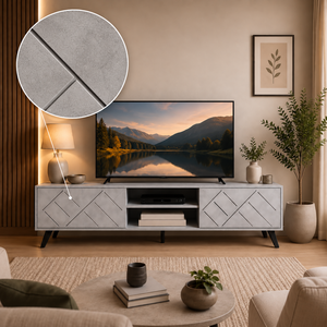 طاولة تلفزيون،  50×160×40 سم، خشب MDF، قواعد - رمادي فاتح product image 2