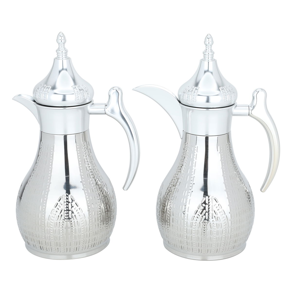 Al Saif Gallery Haila Thermos set, 1.2/1.2 litres, transparent handle, two pieces, steel inner case, steel outer case - silver product image