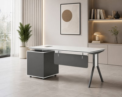 مكتب إداري مودرن خشب MDF، 120x60x75 سم - ابيض رمادي product image 3