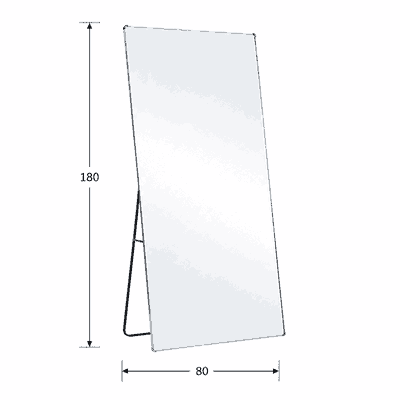 مراية ستاند زجاج، 180×80 سم، ستاند معدن - فضي product image 3