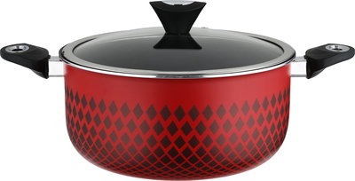 طقم قدور تيفال رد فلام، 7 قطع، غطاء زجاج - أحمر أسود product image 2