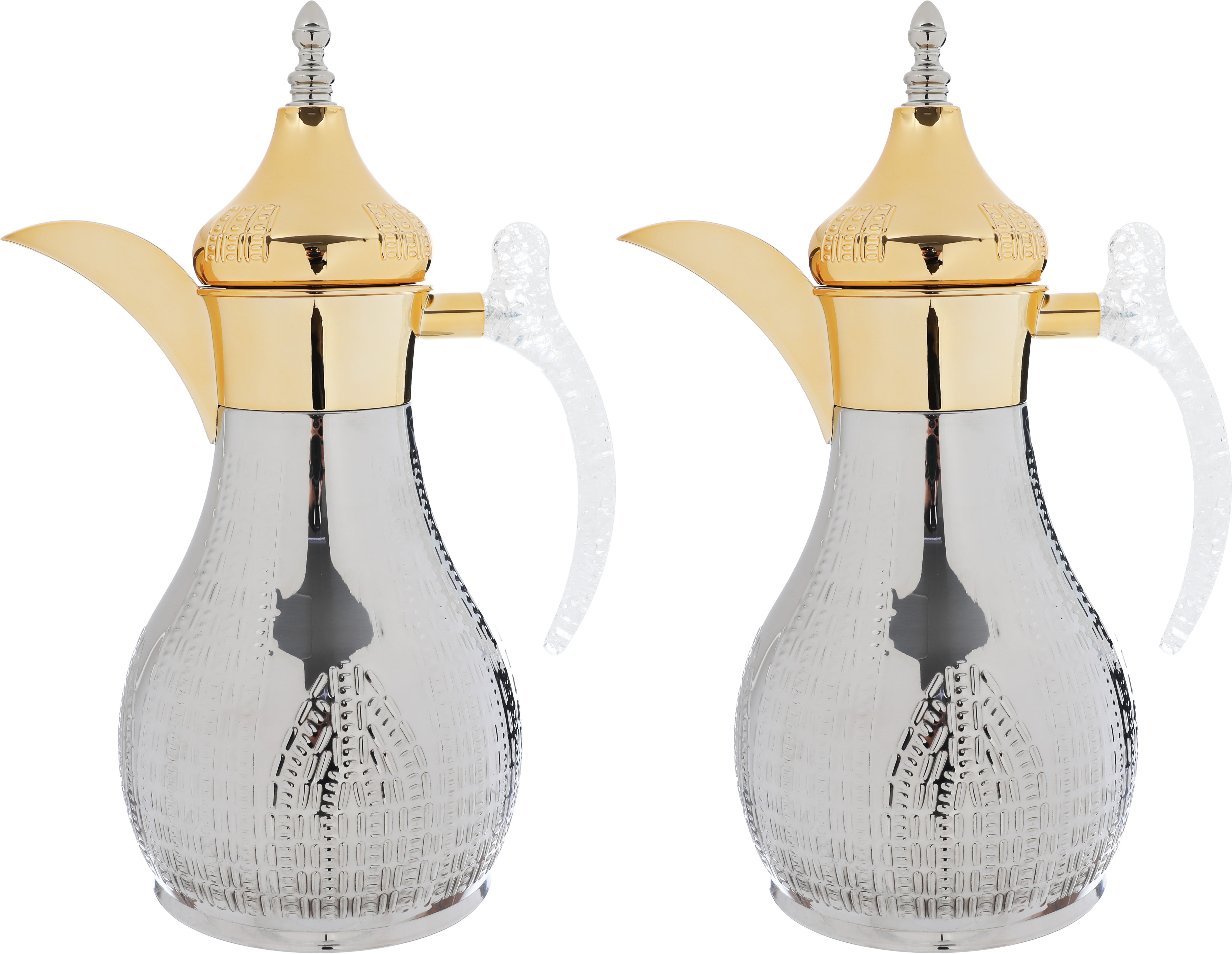 Al Saif Gallery Haila Thermos set, 1.2/1.2 litres, two pieces, steel inner case, steel outer case - silver and gold product image 1
