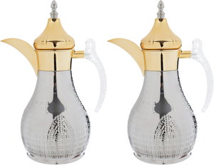 Al Saif Gallery Haila Thermos set, 1.2/1.2 litres, two pieces, steel inner case, steel outer case - silver and gold product image