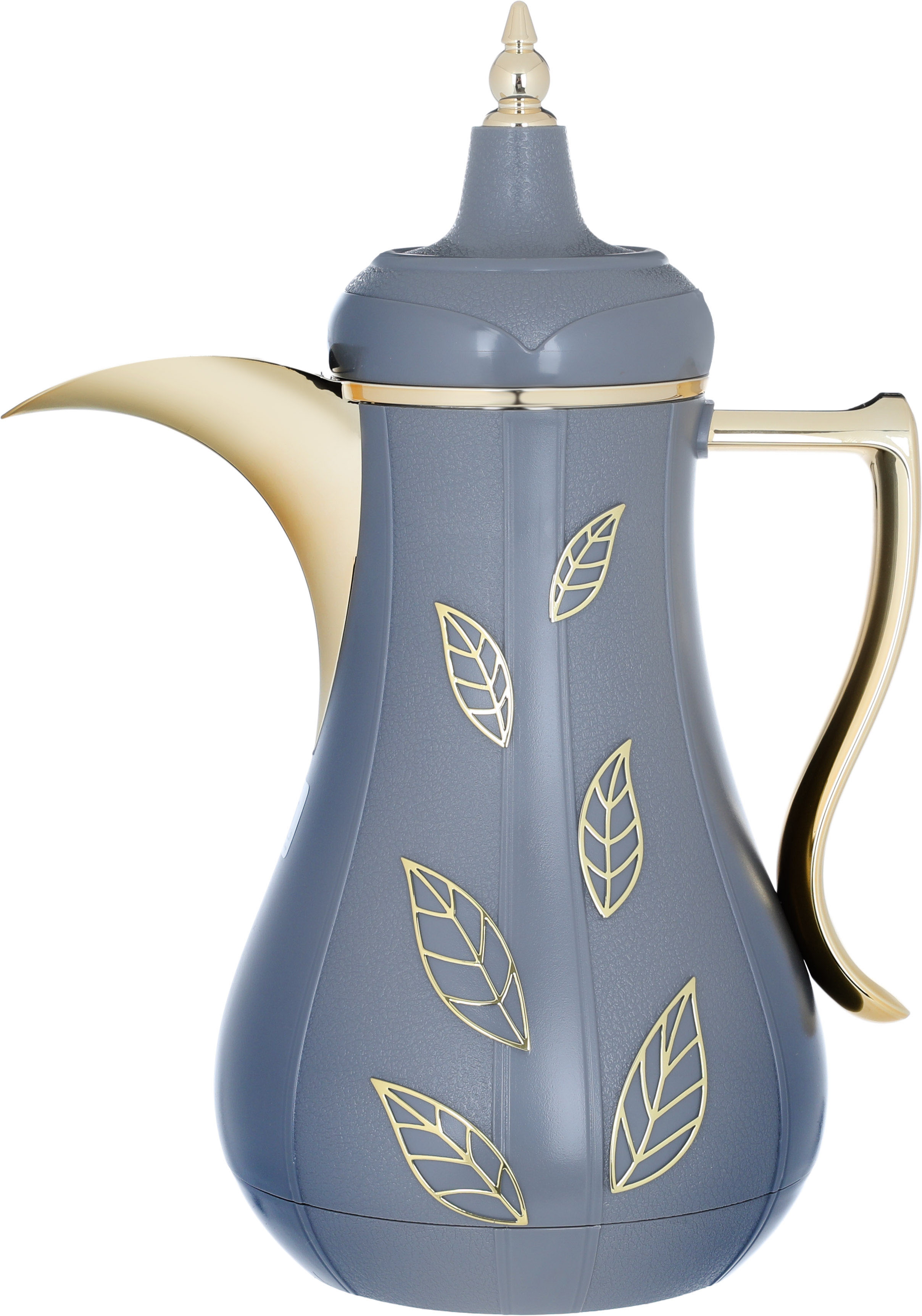 Al Saif Gallery Salma thermos set, 1 liter, golden pattern, thermal glass inner shell, plastic outer shell - dark gray product image