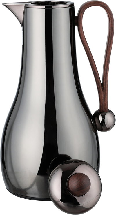 Al Saif Gallery Gheem Thermos Set, 2 Pieces, 1/1 Liter, Glass Inner Container, Wooden Handle - Glossy Black product image 10