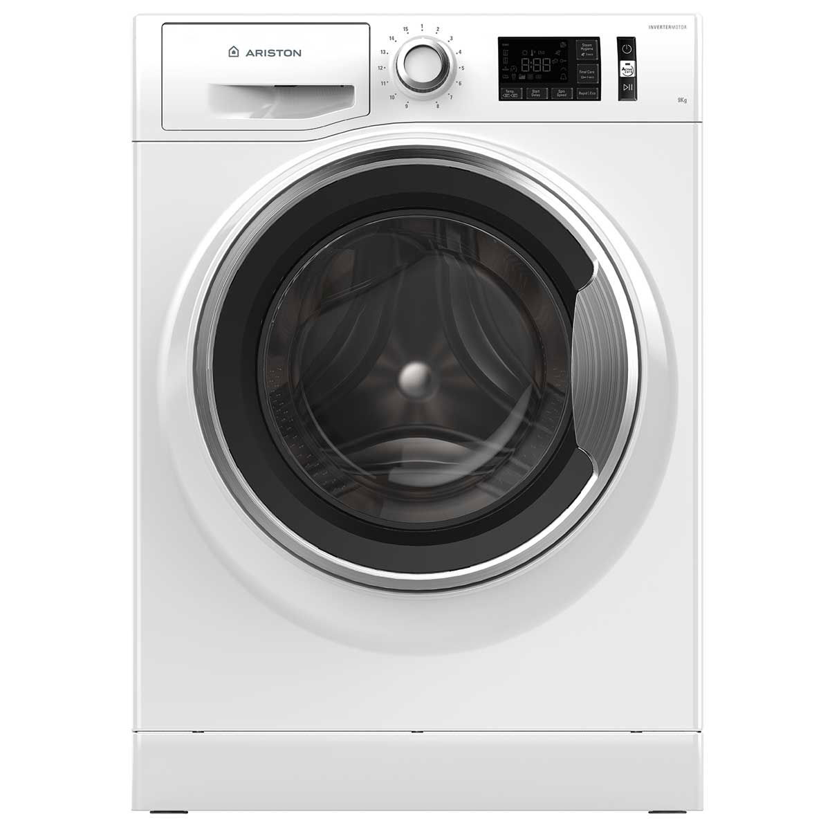 Ariston Nlm11946Wca60Hz Automatic Washing Machine, 9 Kg, 1400 Rpm, 16 Programs, Front Load, Dry 75% - White product image 1
