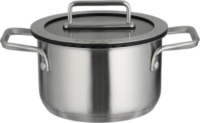 Robust Stainless Steel Cooking Pot, 18 x 10.5 cm, Glass Lid - Transparent Silver product image 2