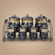 Al Saif Gallery Porcelain Spice Box Set, 7 Pieces - Black Gold product image 1