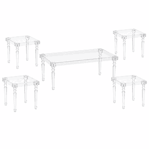 طقم طاولات اكريلك و زجاج، 5 قطع - شفاف product image 2