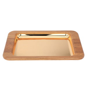 طوفرية استيل بحافة خشب السيف غاليري، 40×26×3 سم، مستطيل، صغير - ذهبي product image 2