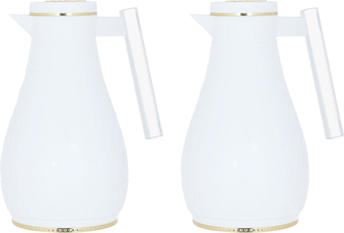 Al Saif Gallery Karam thermos set, 1/0.65 litre, Islamic pattern, thermal glass inner shell, plastic outer shell - white product image