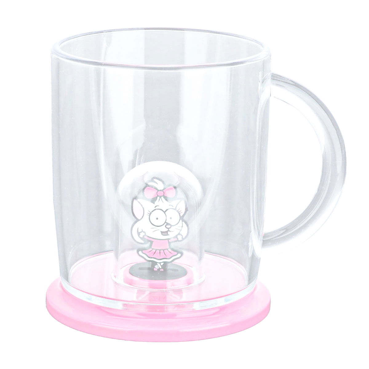 Al Saif Gallery acrylic children's cup, 250 ml, Turkish, pink base, cartoon pattern - transparent product image