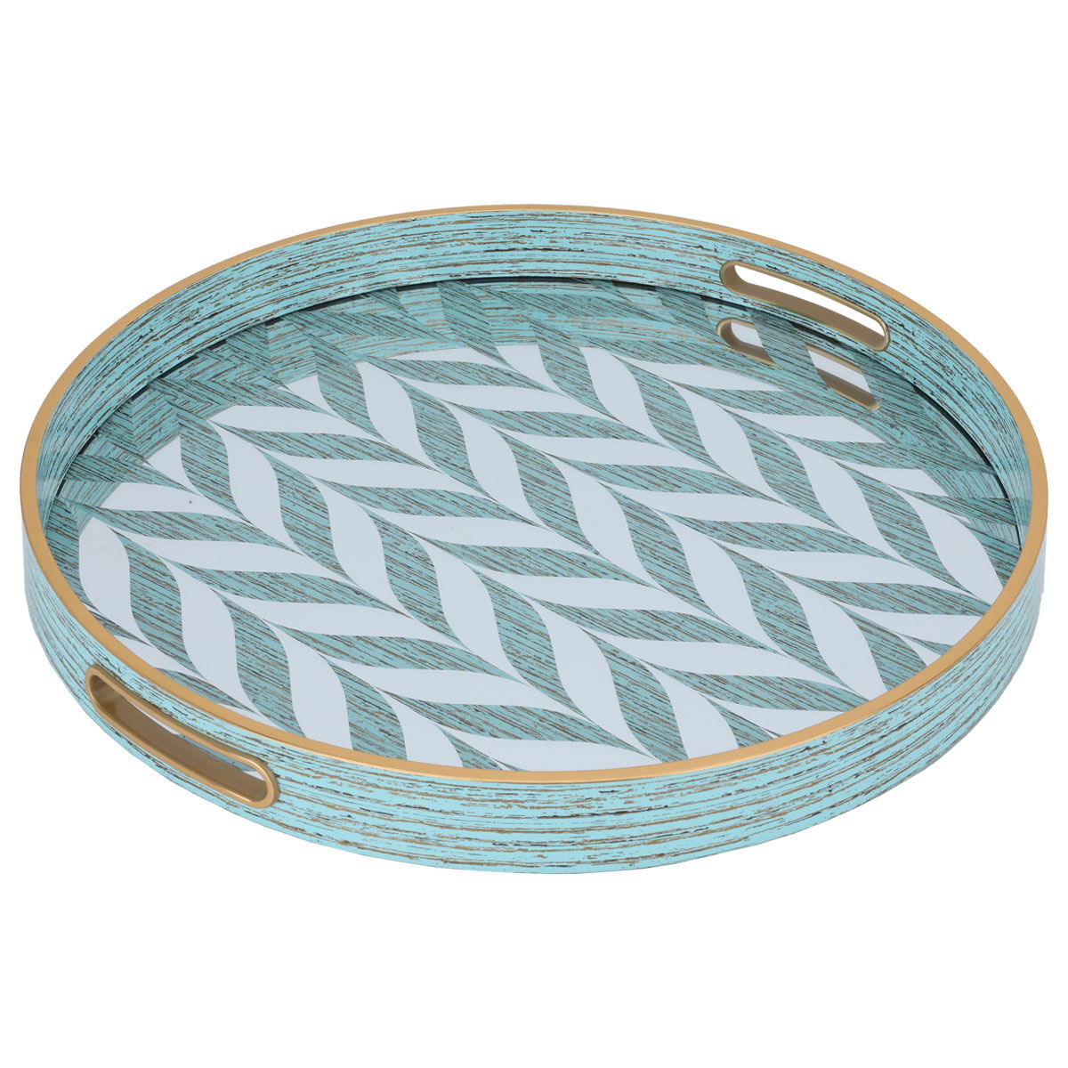 Saif Gallery wooden tofa, 32 x 32 x 6 cm, round, engraved - light green product image 1