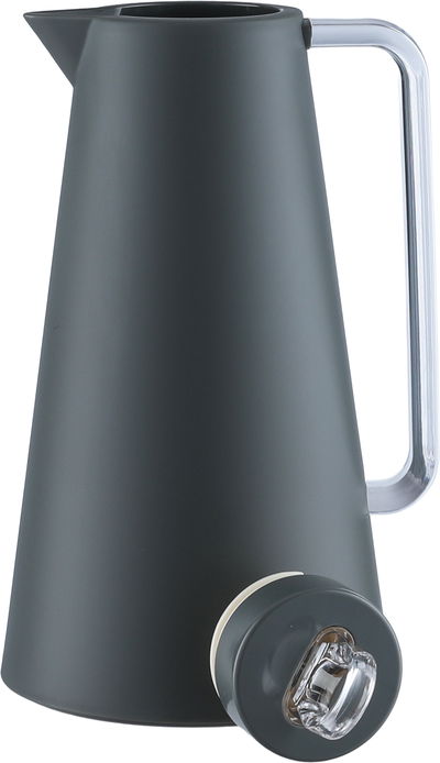 ترمس جلوري، 1 لتر، خامة داخلية زجاج، يد شفاف، غطاء ضغاط - رمادي غامق product image 4