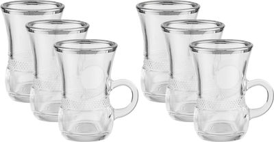 طقم بيالات شاي زجاج السيف غاليري، 100 مل، 6 قطع - شفاف product image 1