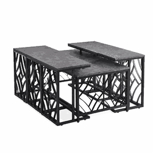 طقم طاولات خشب MDF و معدن، 7 قطع - رمادى اسود product image 2