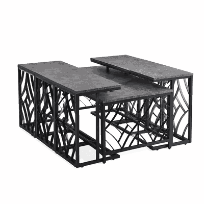 طقم طاولات خشب MDF و معدن، 7 قطع - رمادى اسود product image 2