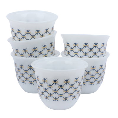 Al Saif Gallery porcelain Arabic coffee cups set, 12 pieces - white blue product image 2