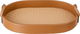 Al Saif Gallery wooden serving tray, 36.5x25.5x4.5 cm, oval, leather handle - beige brown product image 1