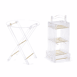 طقم طاولات اكرليك، 5 قطع - شفاف ذهبي product image 2