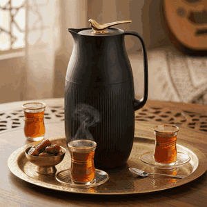 Al Saif Gallery Royal 6 thermos, 1.6 liters, glass inner container, plastic outer shell - black product image 2