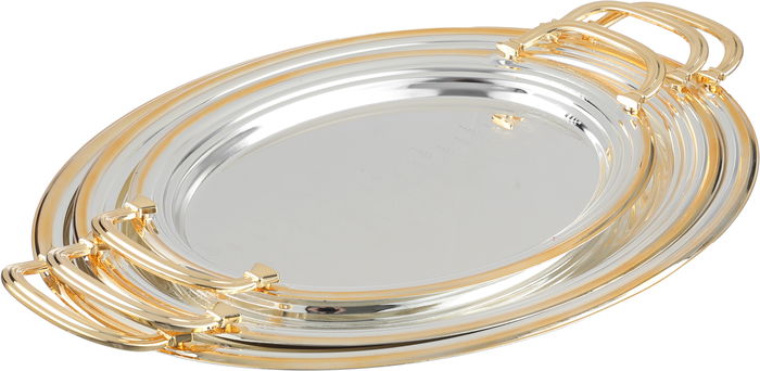 Alsaif Gallery Steel Tofry Set, 3 Pieces - Silver Gold product image 1
