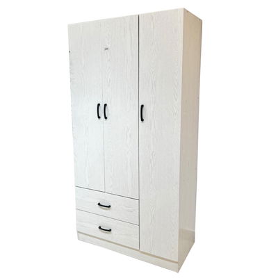 MDF Wood Wardrobe, 200×120×54 Cm, Three Doors, 2 Drawers - White product image 3