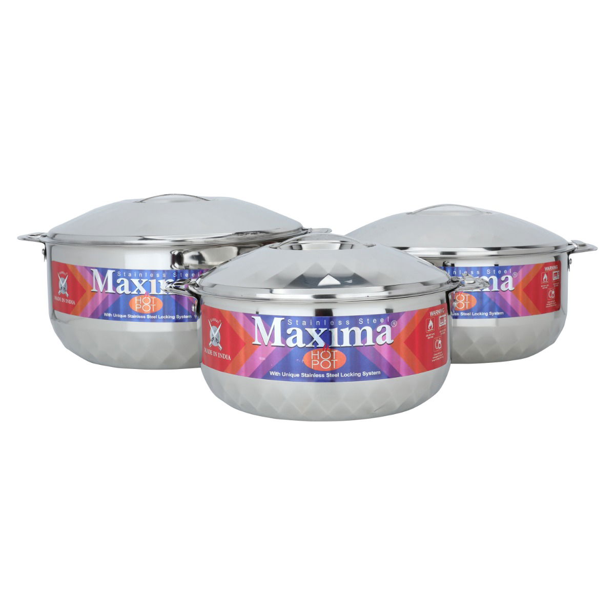 Al Saif Gallery Steel Food Container Set, 3 Pieces - Silver product image