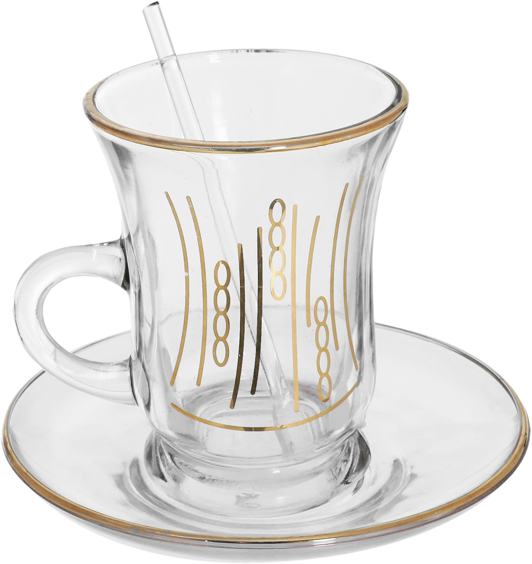 ِAl Saif Gallery Salma Glass Tea And Coffee Set, 50 Pieces, Golden Pattern - Transparent product image 2