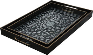 Al Saif Gallery Plastic Serving Tray Set, 2 Pieces - Multicolor product image